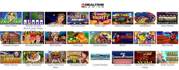 RTG slot games: Texan Tycoon, Diamond Dozen, Seven & Stripes,  Aztec Treasures, and more.