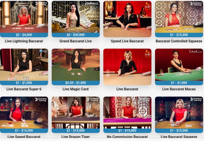 Play Live Baccarat - online casinos have different live tables.